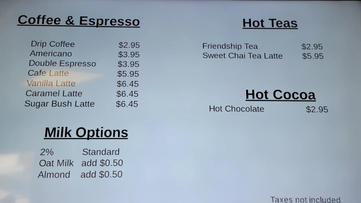 Menu, The Woodfired Cafe