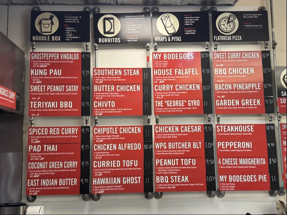 Menu, Bodegoes Old Market Square