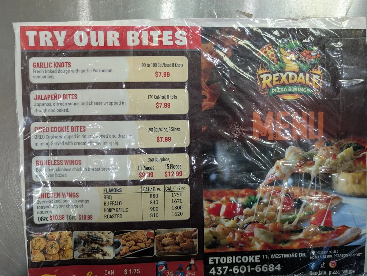 Menu, Rexdale Pizza & Wings