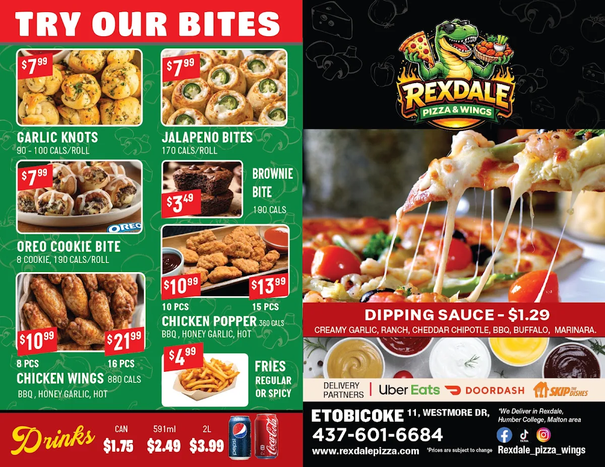 Menu, Rexdale Pizza & Wings