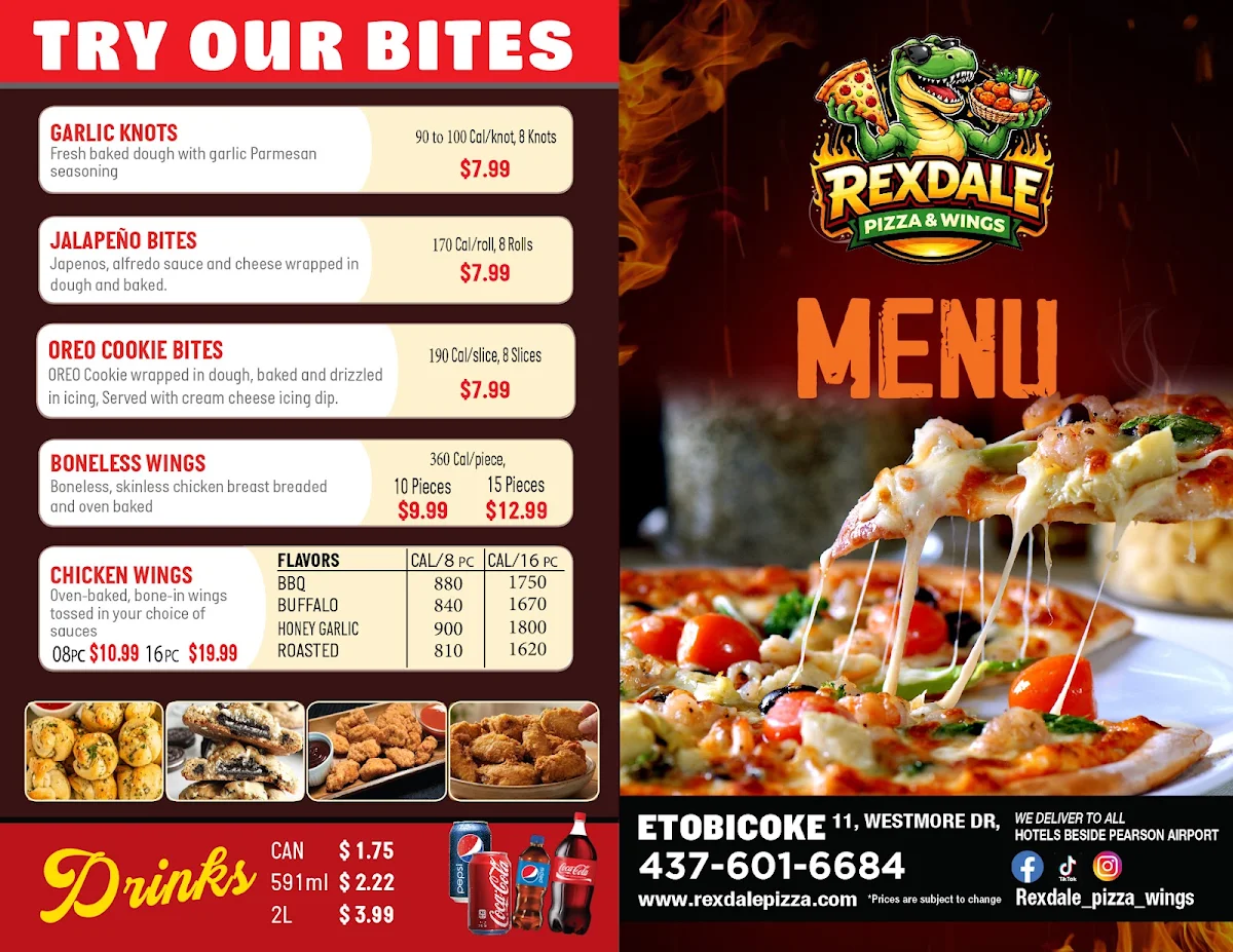 Menu, Rexdale Pizza & Wings