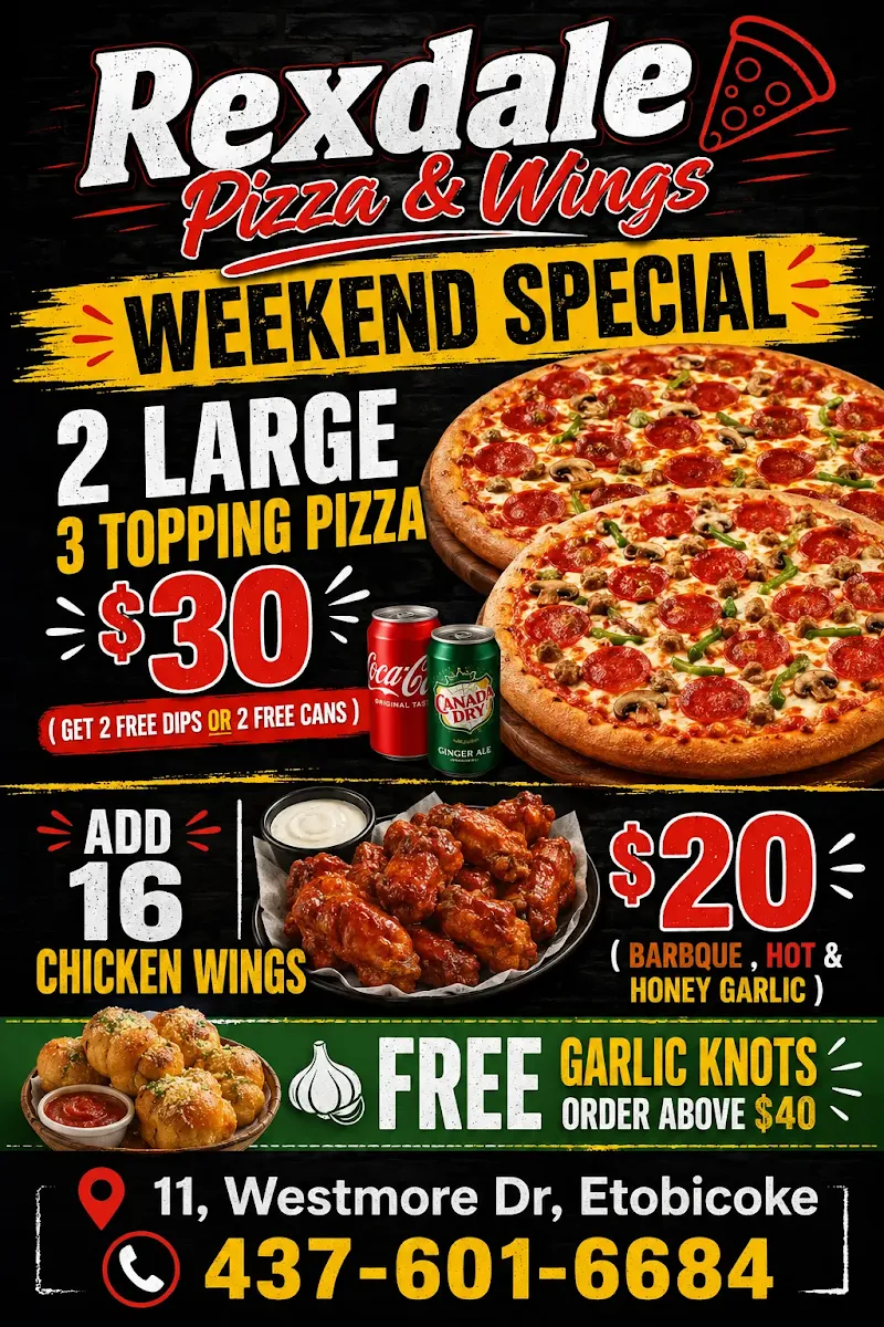 Menu, Rexdale Pizza & Wings