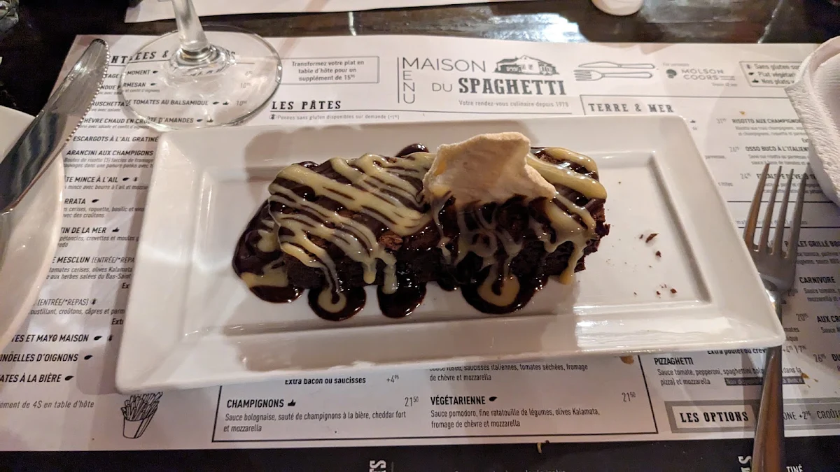 Menu, Maison du Spaghetti Rimouski