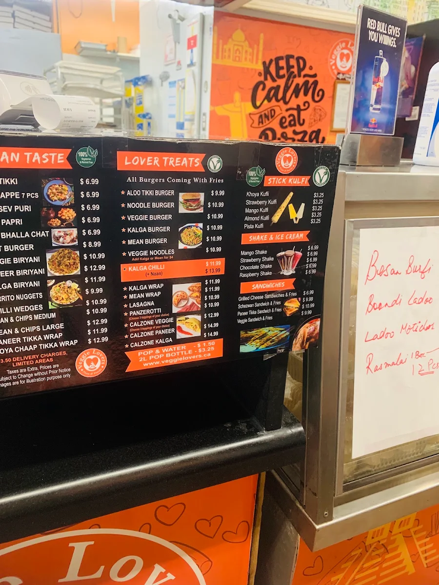 Menu, Veggie Lovers