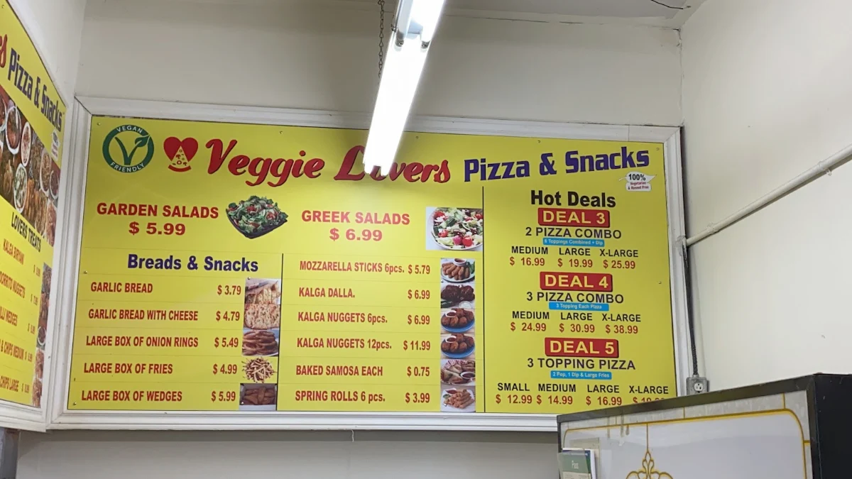 Menu, Veggie Lovers