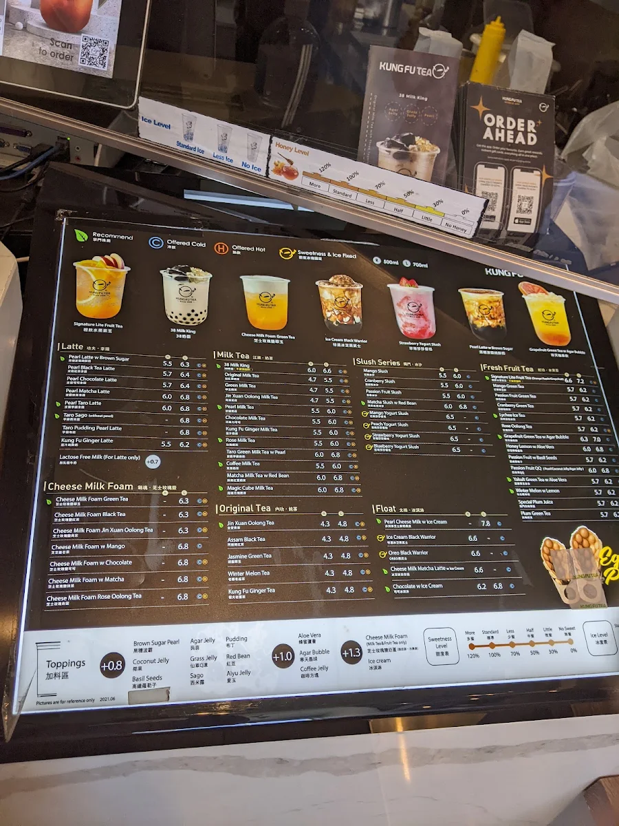Menu, Kung Fu Tea on Bloor (Downtown Toronto)