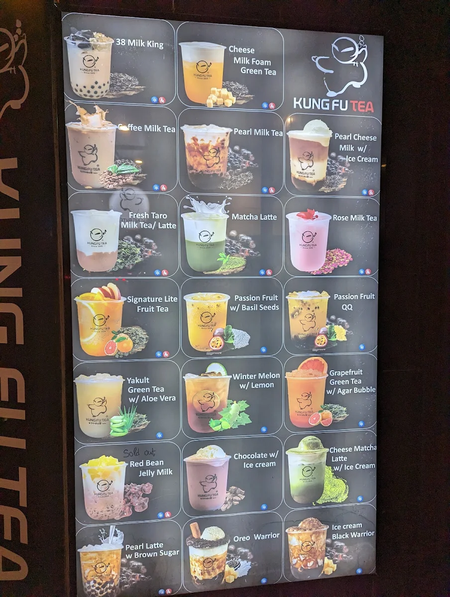 Menu, Kung Fu Tea on Bloor (Downtown Toronto)