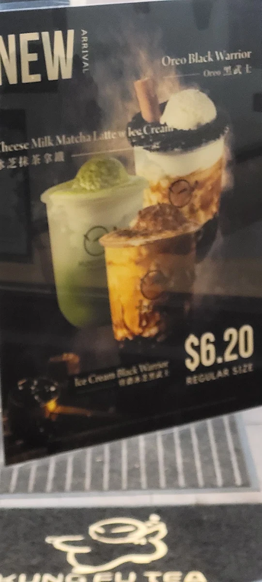 Menu, Kung Fu Tea on Bloor (Downtown Toronto)