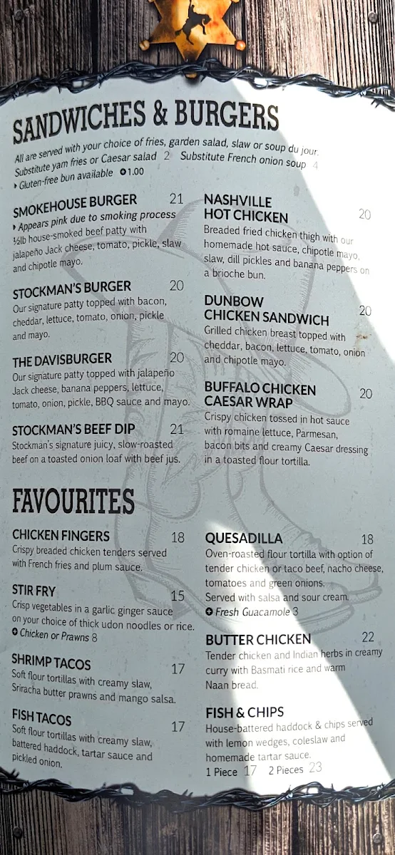 Menu, Stockman's Restaurant & Lounge