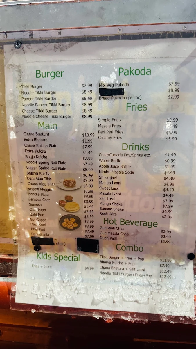 Menu, Ghaint Punjabi Junction