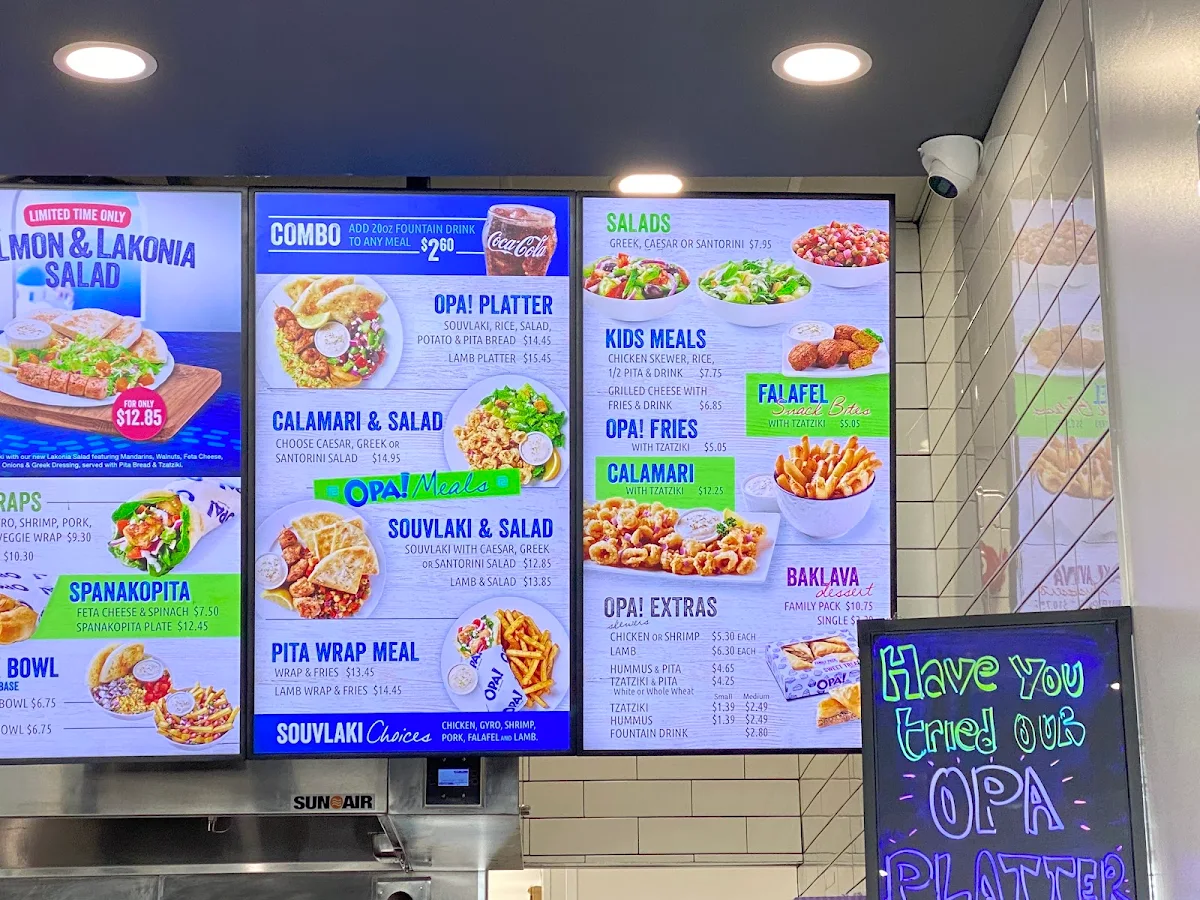 Menu, OPA! of Greece Wonderland