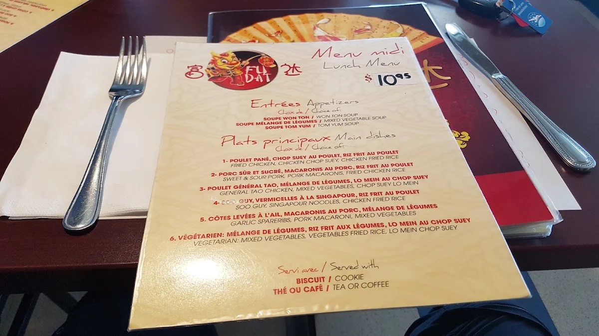 Menu, Fu Dat Restaurant