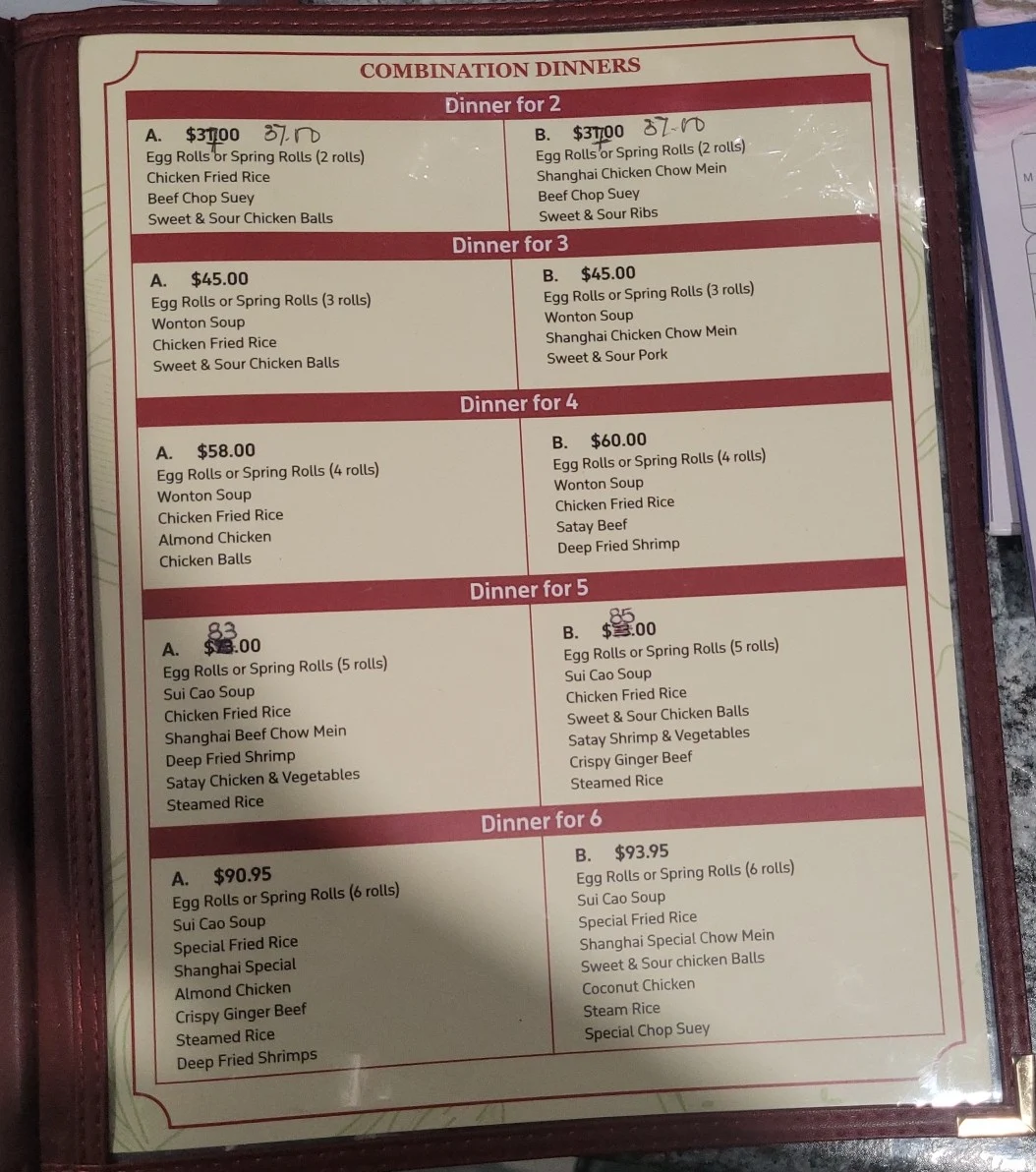 Menu, Saigon Rose Restaurant