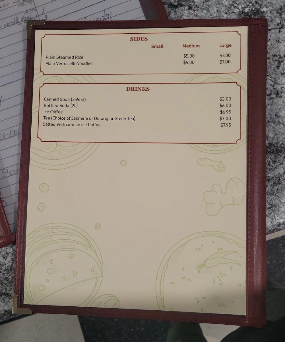 Menu, Saigon Rose Restaurant