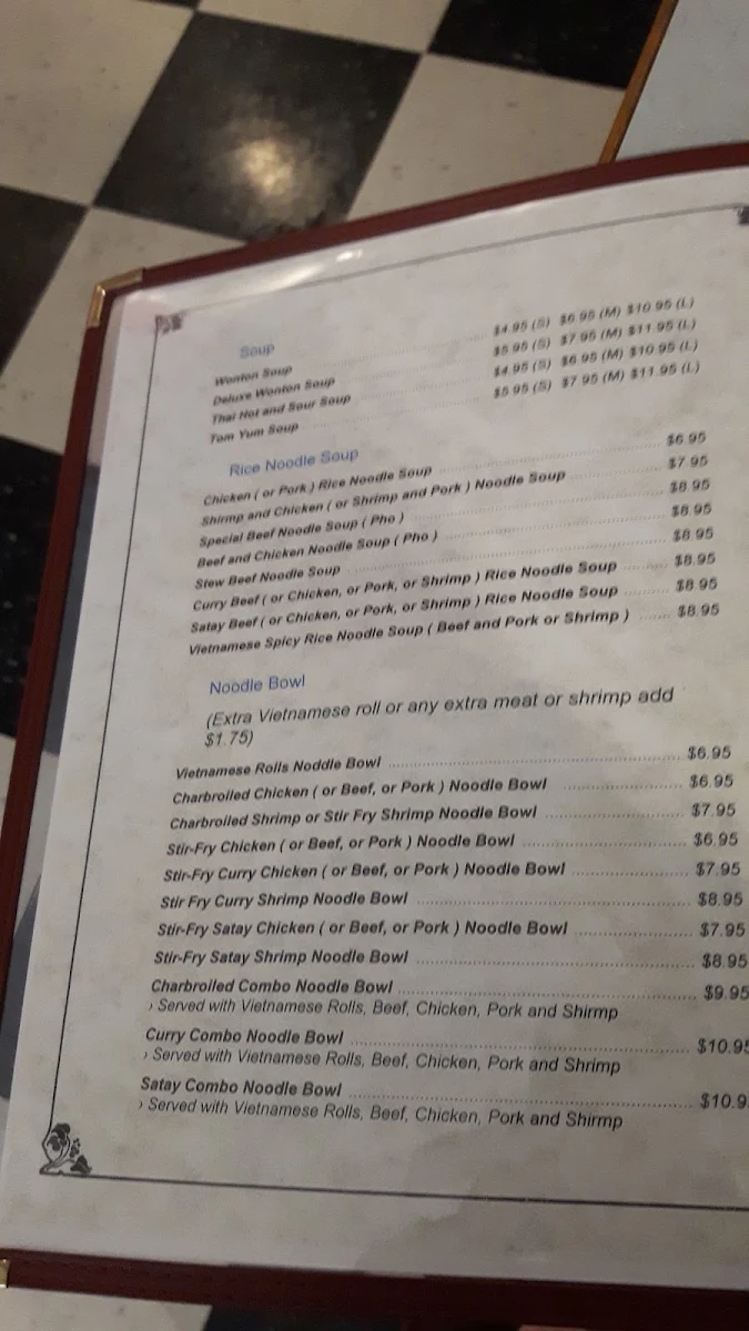 Menu, Saigon Rose Restaurant