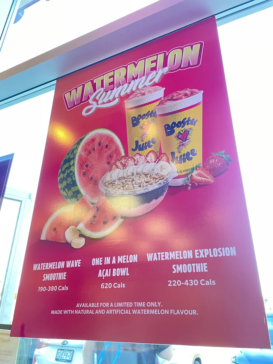 Menu, Booster Juice