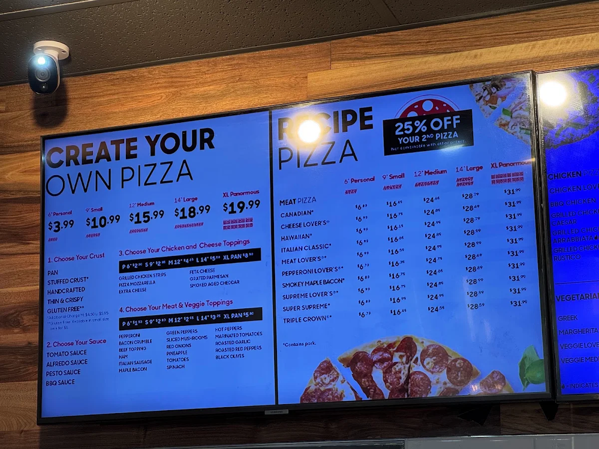 Menu, Pizza Hut