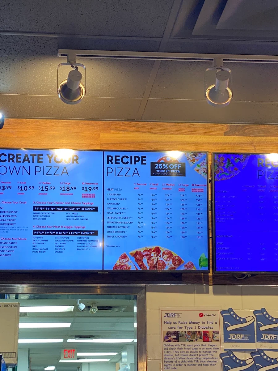 Menu, Pizza Hut