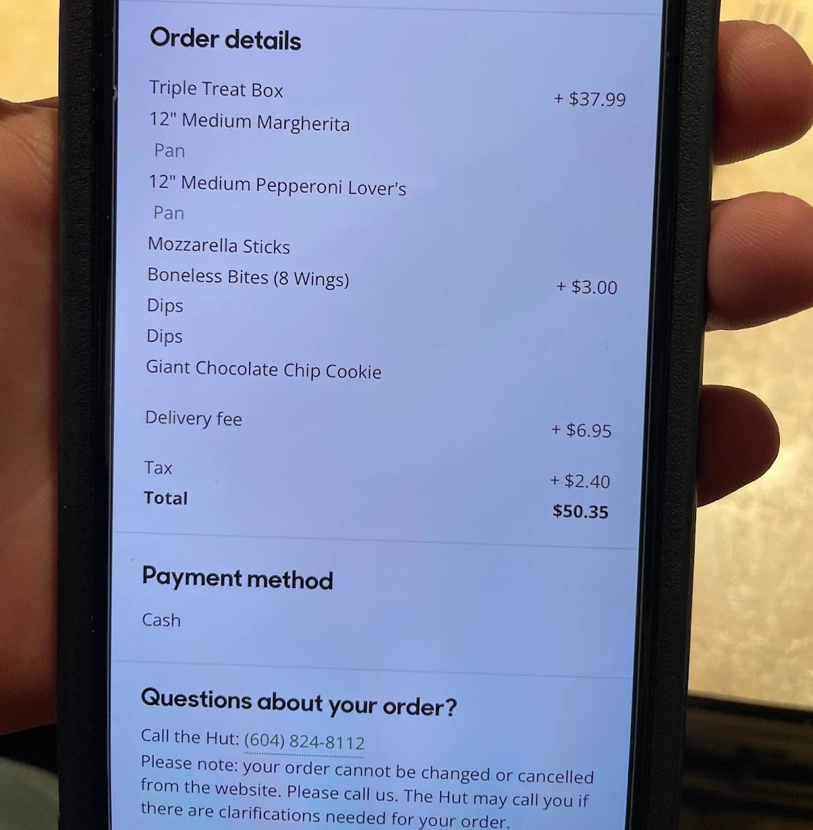 Menu, Pizza Hut