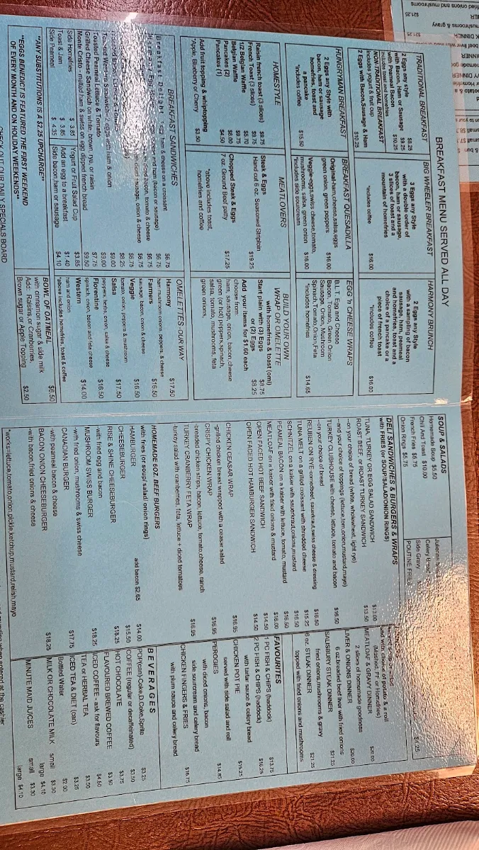 Menu, Harmony Pastry Shop & Cafe