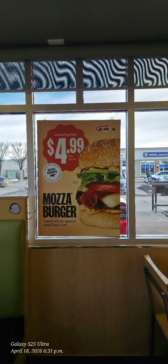 Menu, A&W Canada