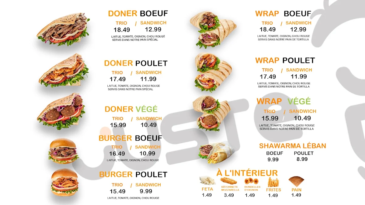 Menu, JUSTE DÖNER /JUST DÖNER (Thimens)