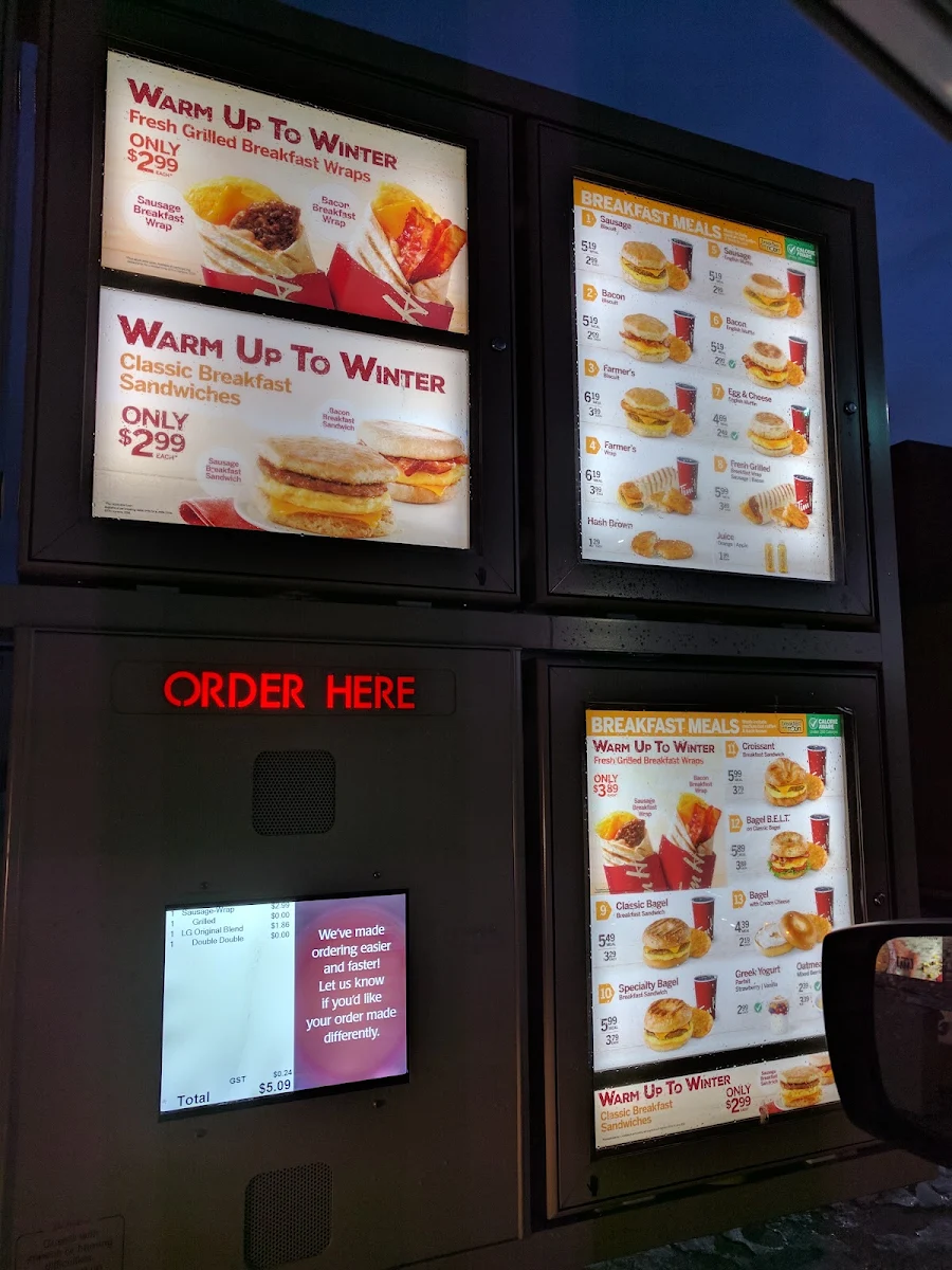 Menu, Tim Hortons