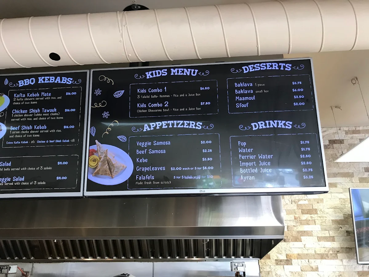 Menu, Lebanon Express