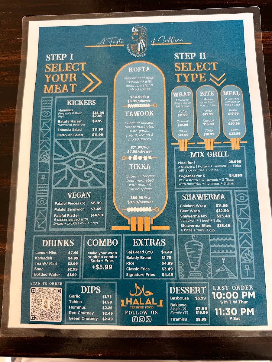 Menu, Grilleopatra Grills & More