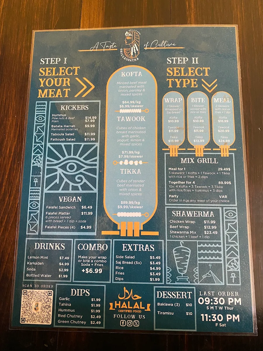 Menu, Grilleopatra Grills & More