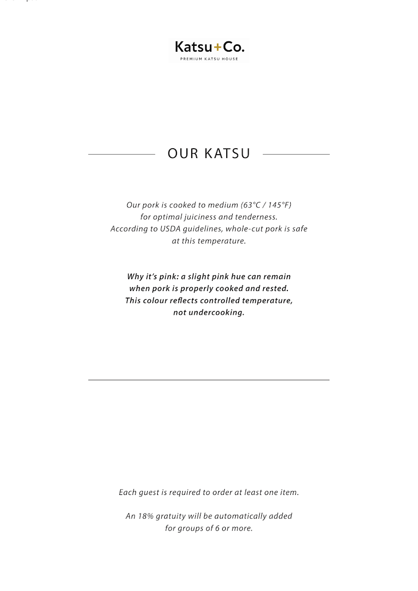 Menu, Katsu+Co.