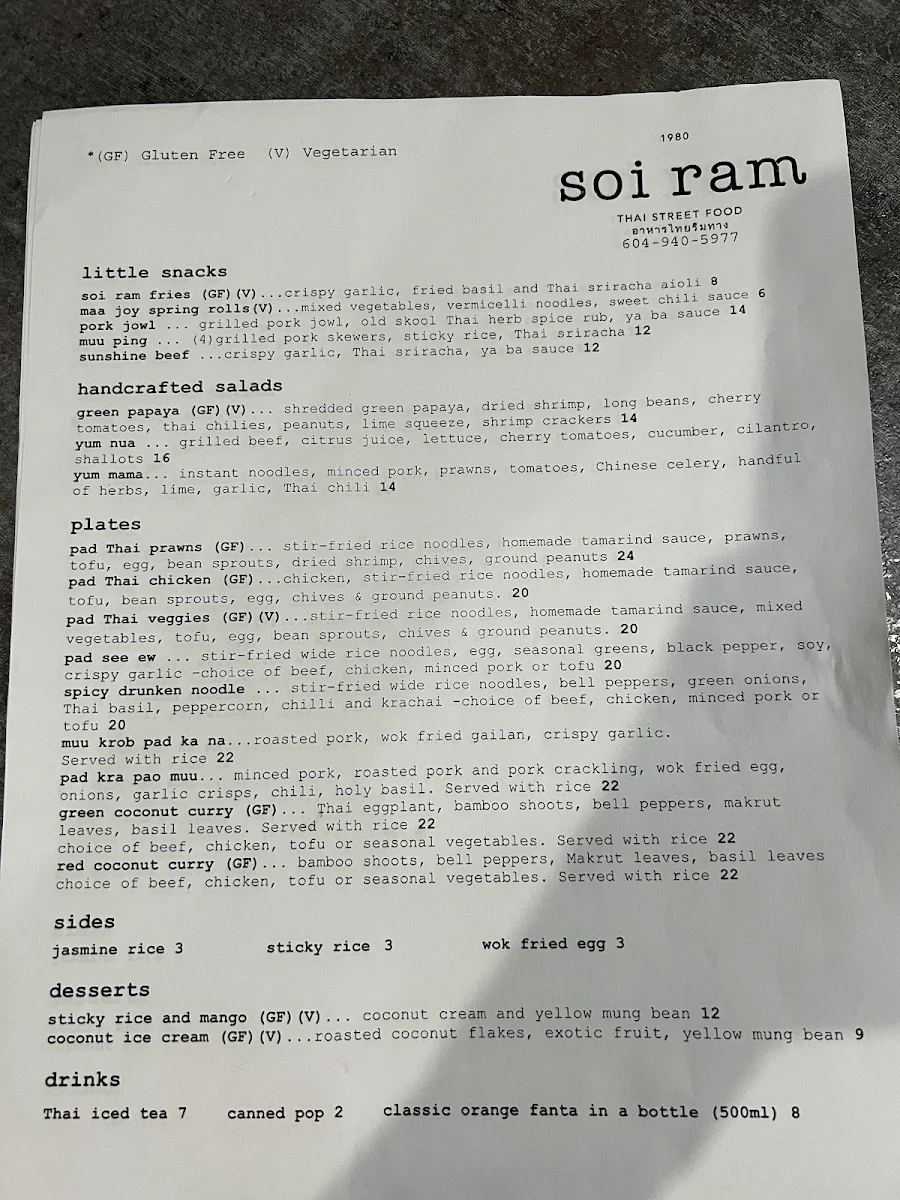 Menu, Soi ram