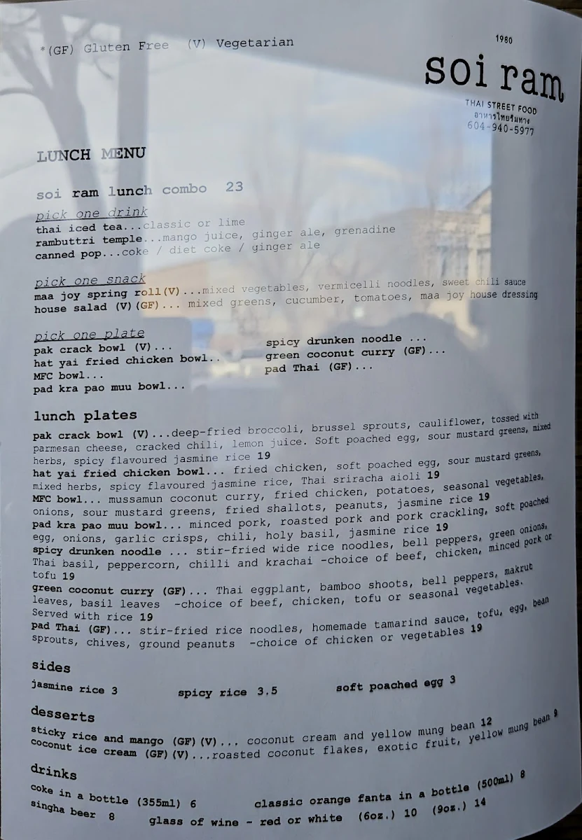 Menu, Soi ram