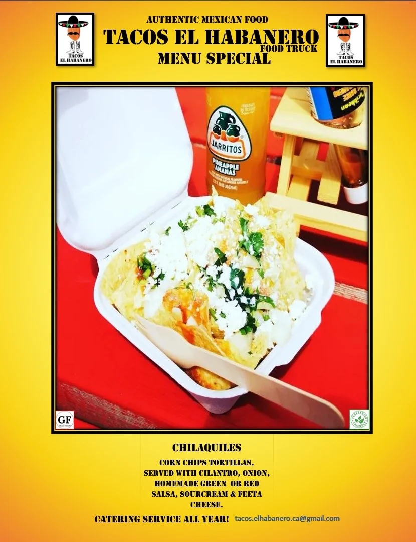 Menu, Tacos El Habanero Food Truck