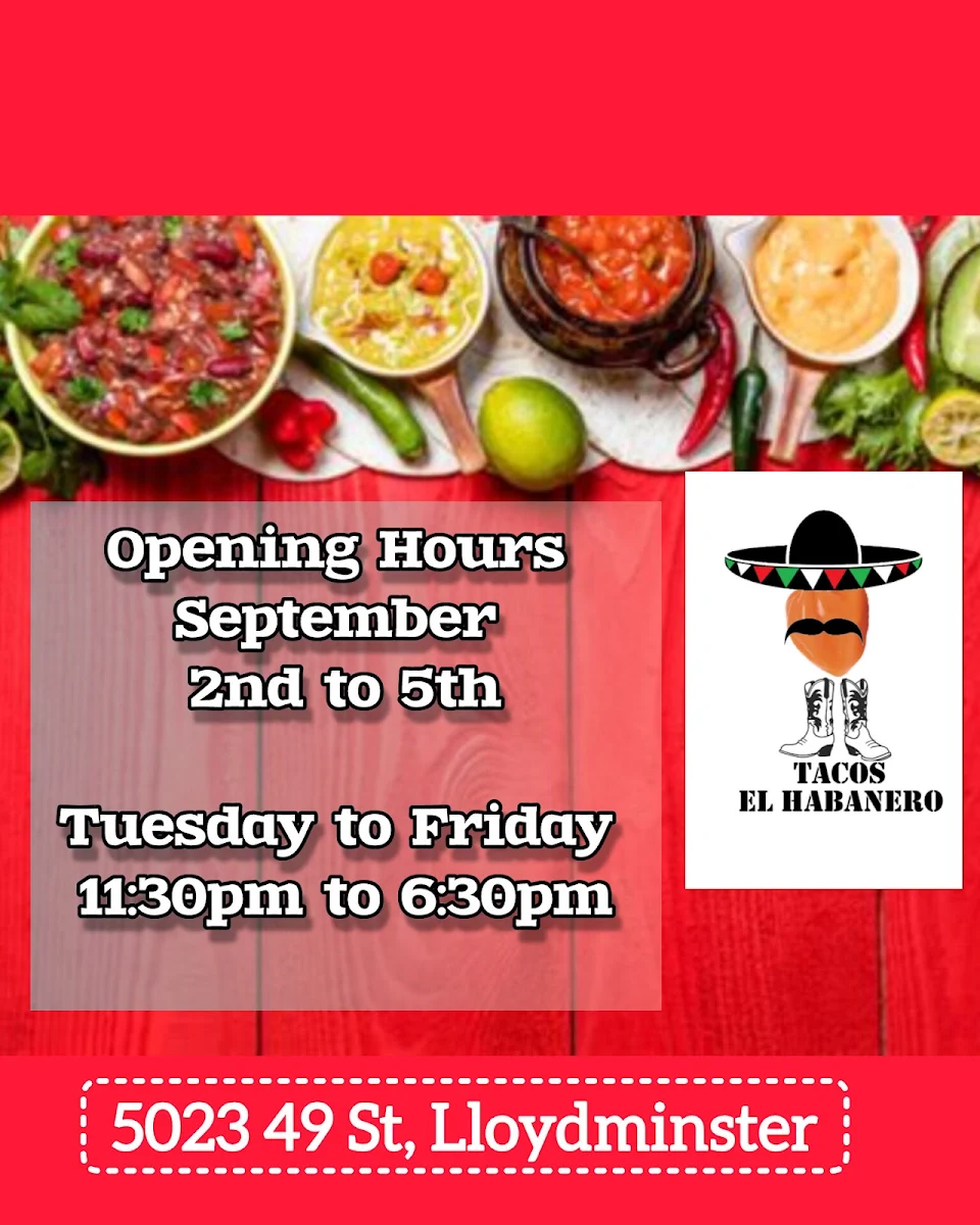 Menu, Tacos El Habanero Food Truck
