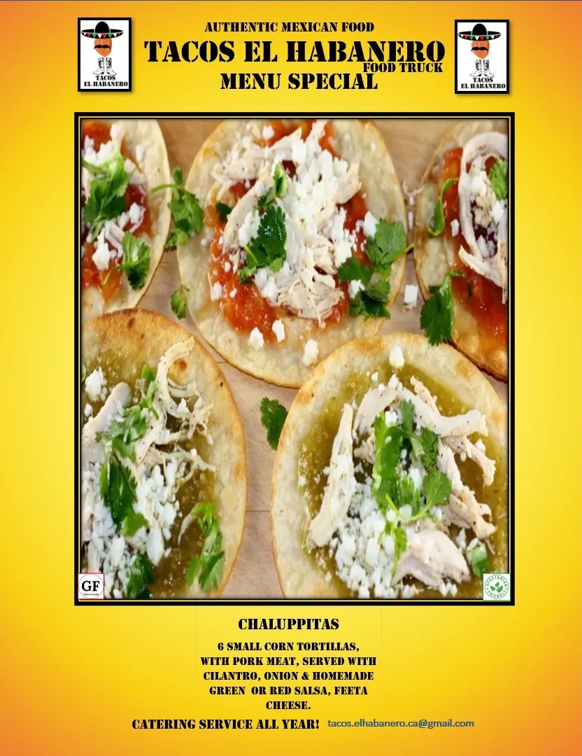 Menu, Tacos El Habanero Food Truck