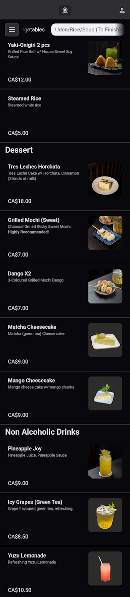 Menu, Sumoki Yakitori