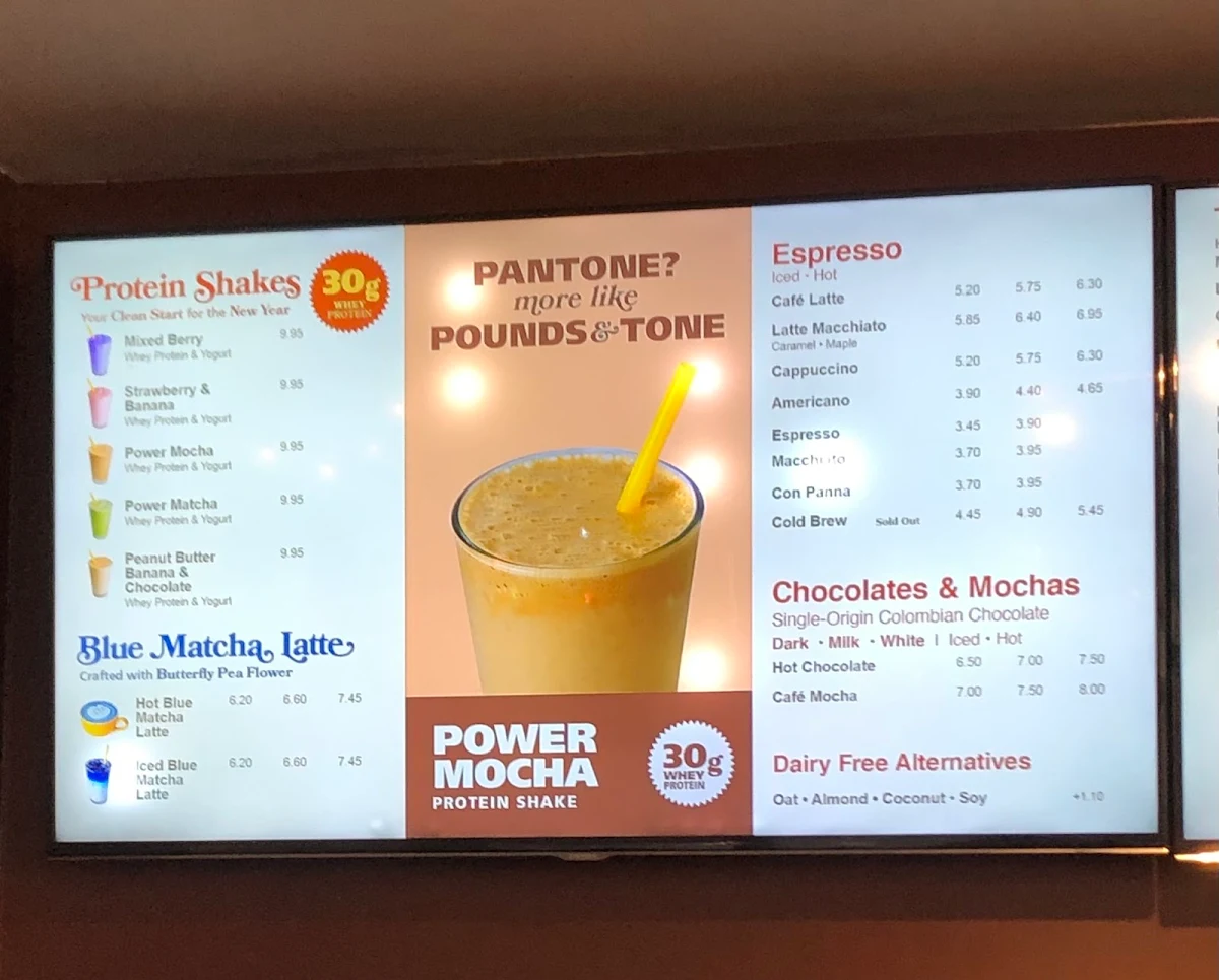 Menu, Blenz Coffee