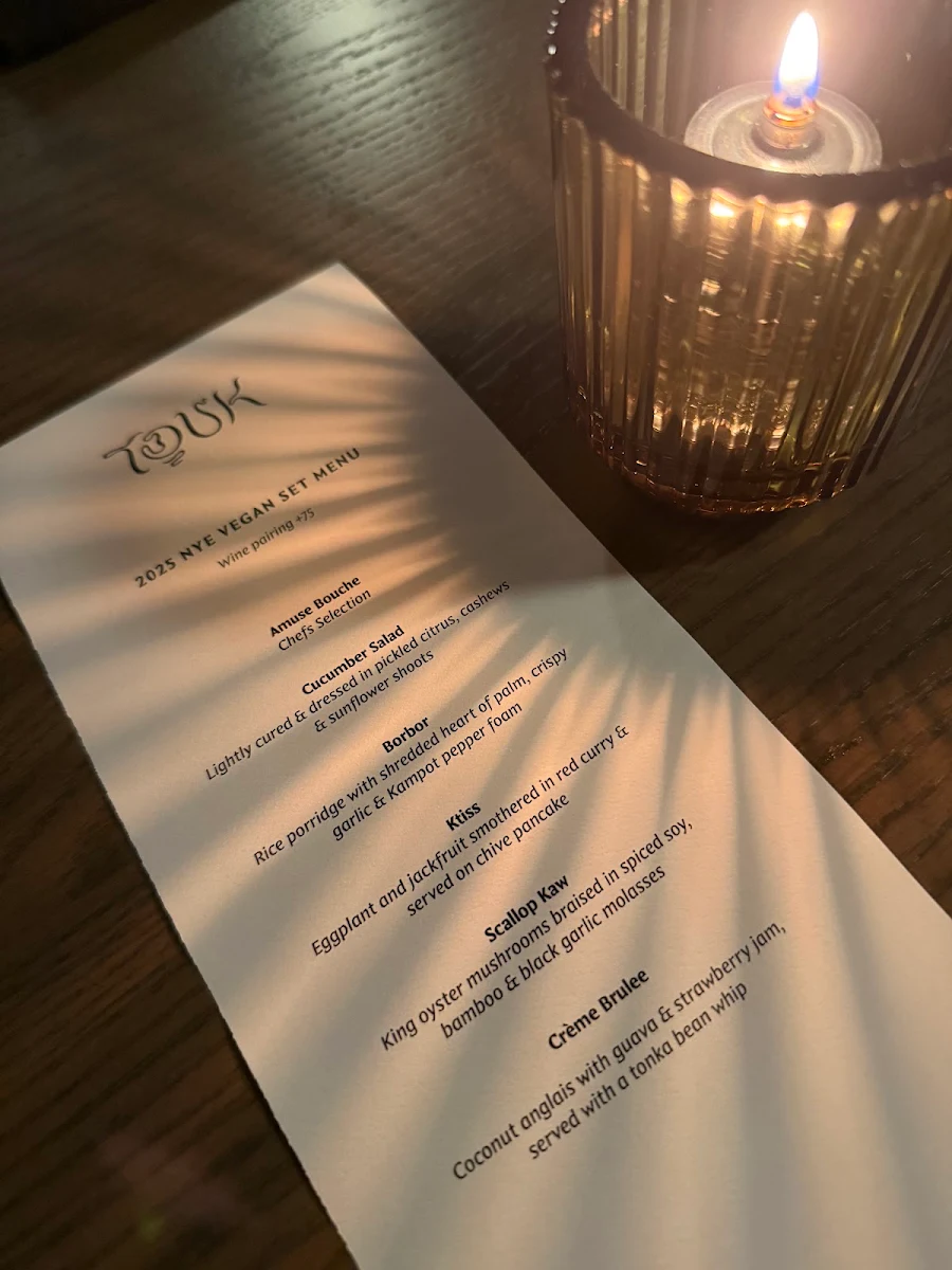Menu, Touk Contemporary Cambodian