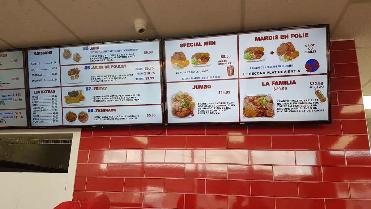 Menu, Tassot Creole (Greenfield Park)