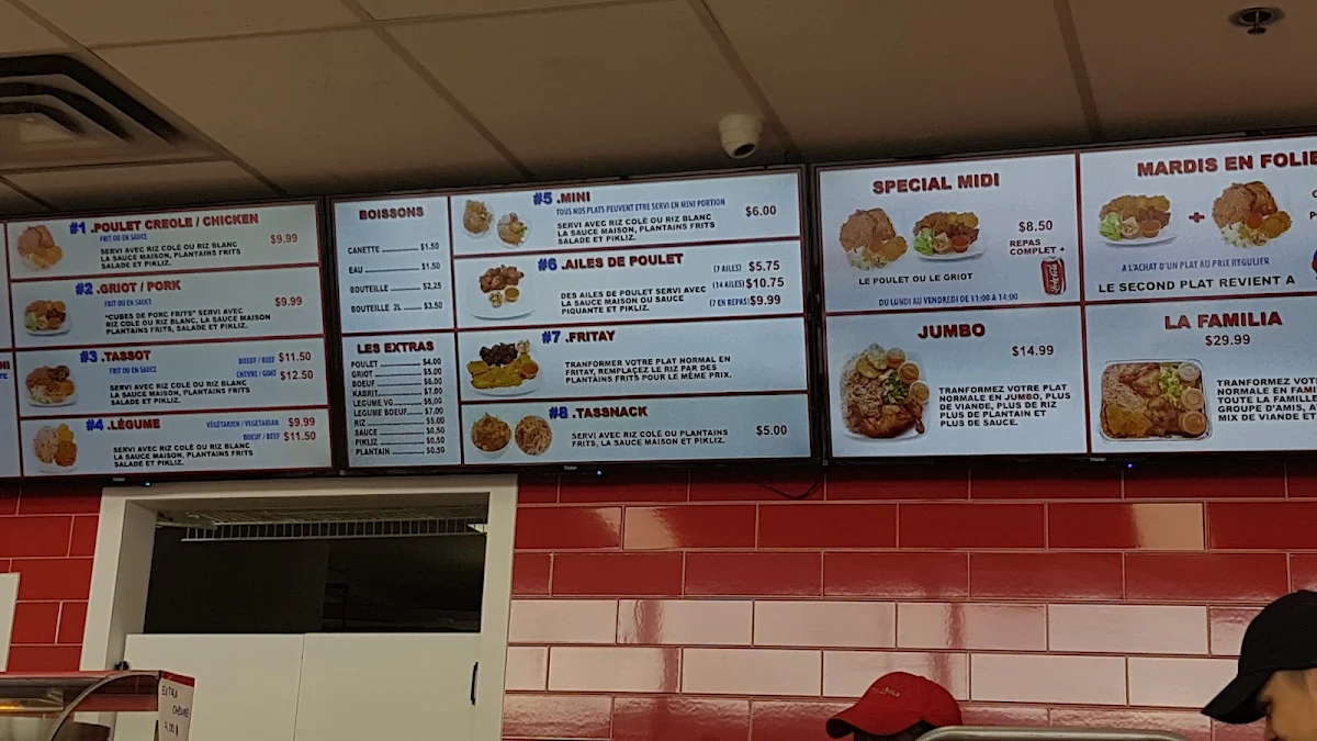 Menu, Tassot Creole (Greenfield Park)