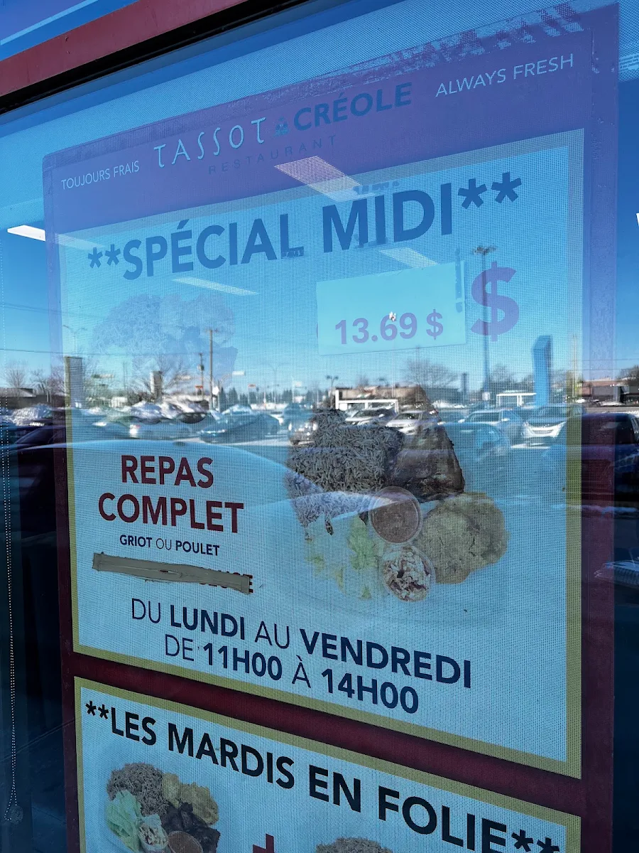 Menu, Tassot Creole (Greenfield Park)