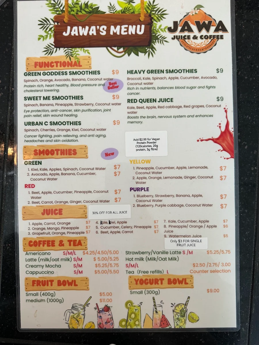Menu, Jawa Juice&Coffee