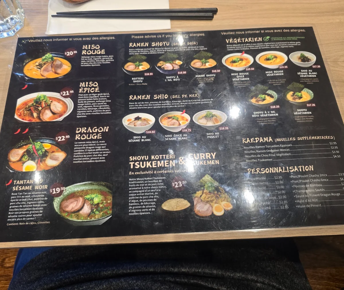 Menu, Ramen Isshin