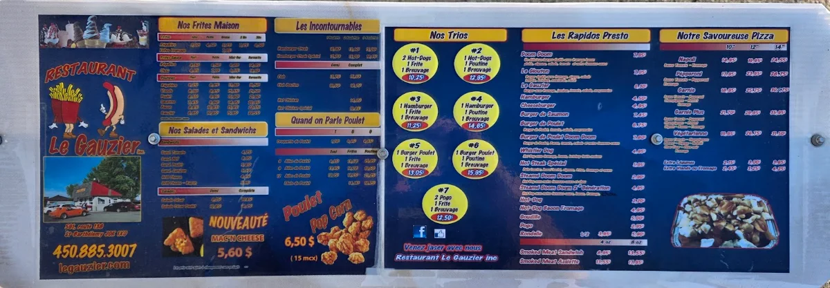 Menu, Restaurant le Gauzier Inc