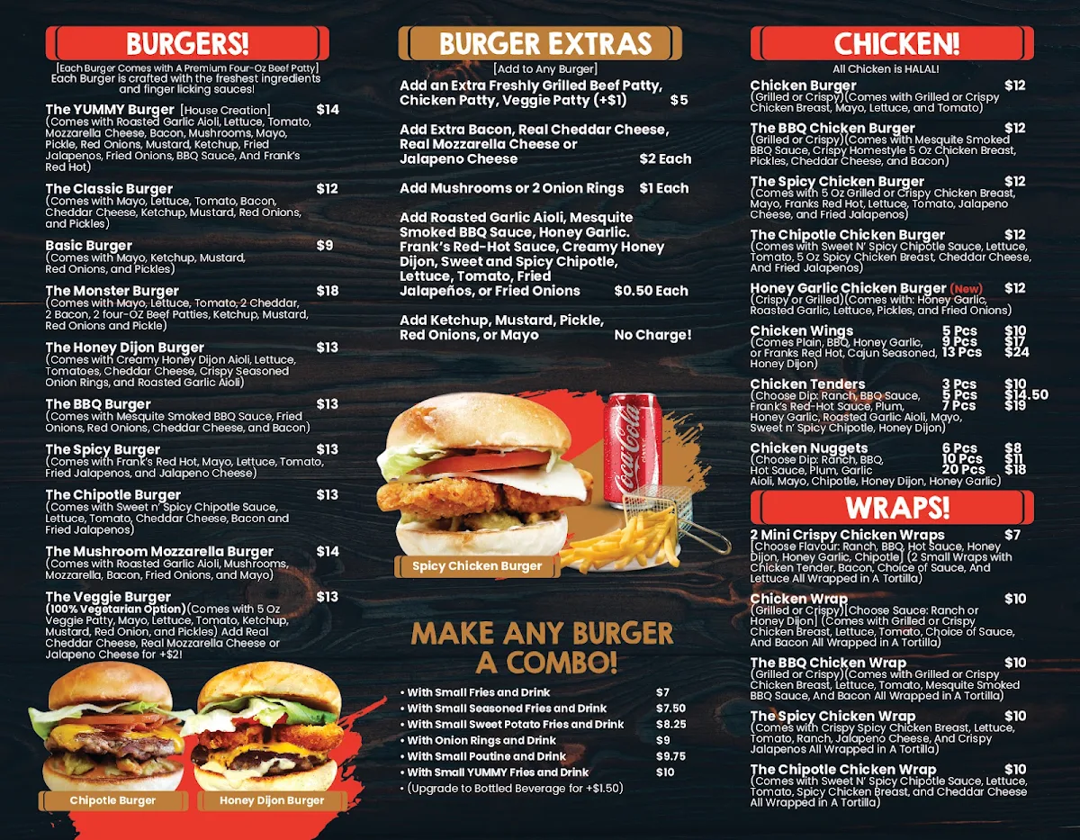 Menu, YUMMY Burgers