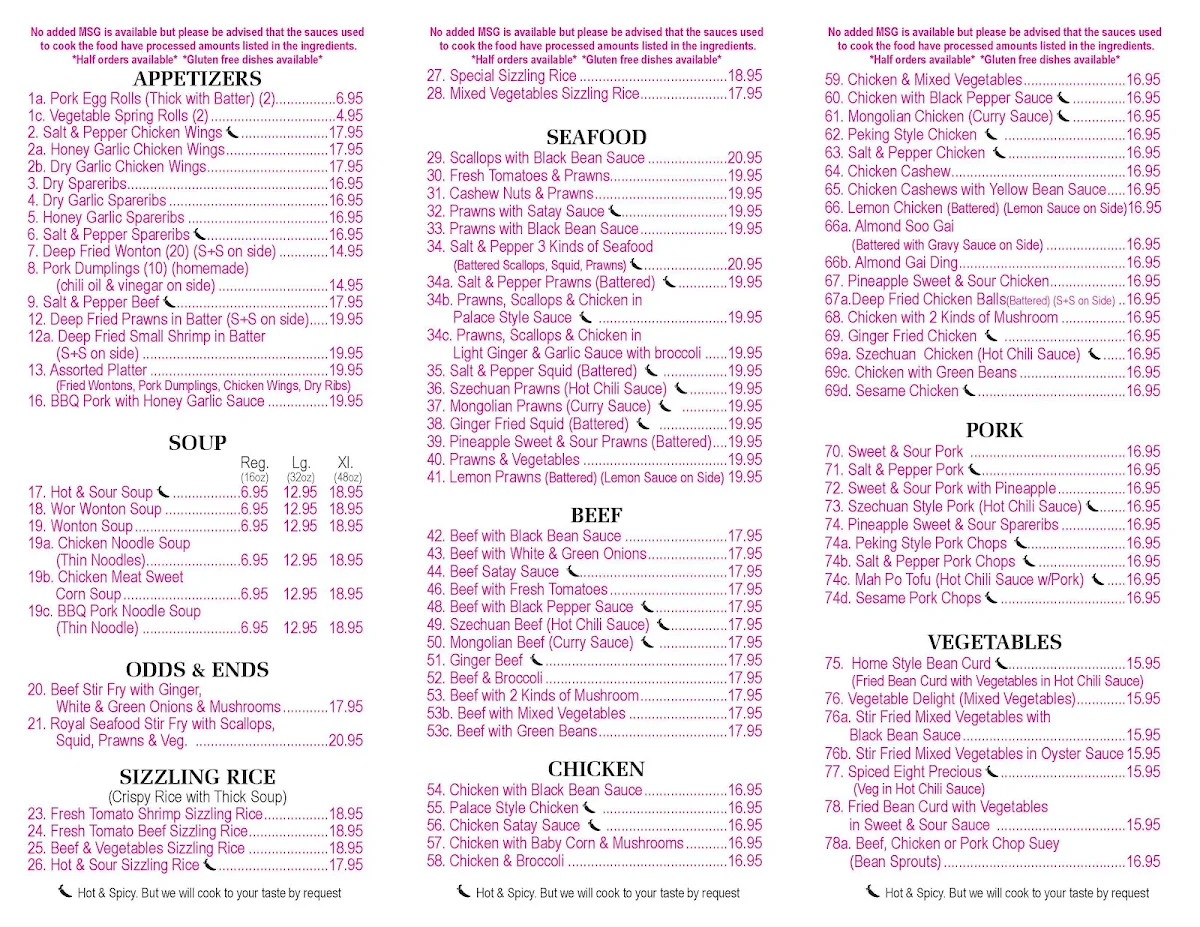 Menu, Riverbend Peking House aka Peking Peking