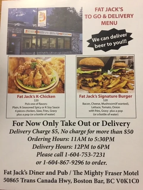 Menu, Fat Jack's Diner & Pub