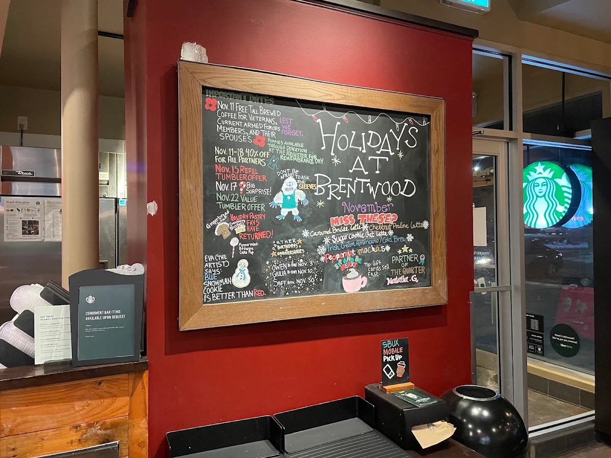 Menu, Starbucks Coffee Company