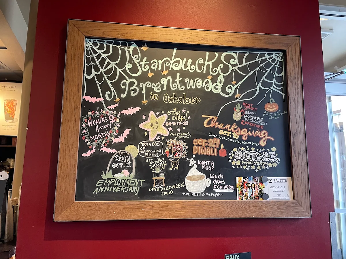 Menu, Starbucks Coffee Company